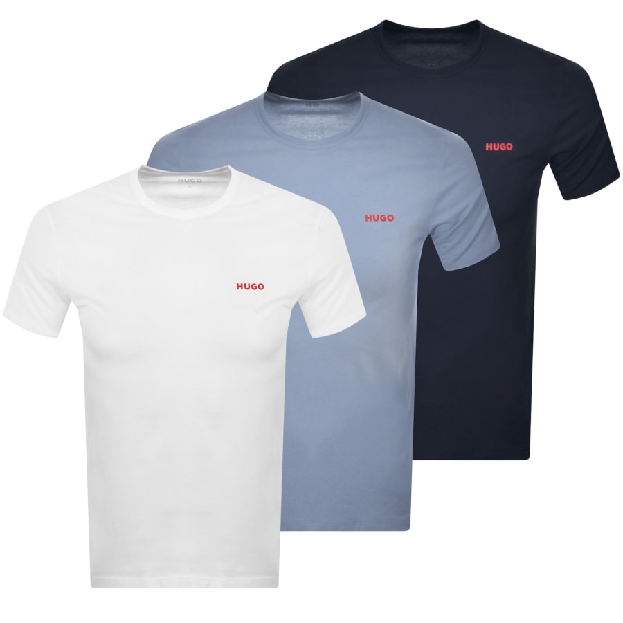 【関送無料】 Hugo Boss HUGO BLUE ノースリーブ ロゴ Tシャツ HUGO - Cotton jersey T-shirt with mixed-print logo - Light Blue